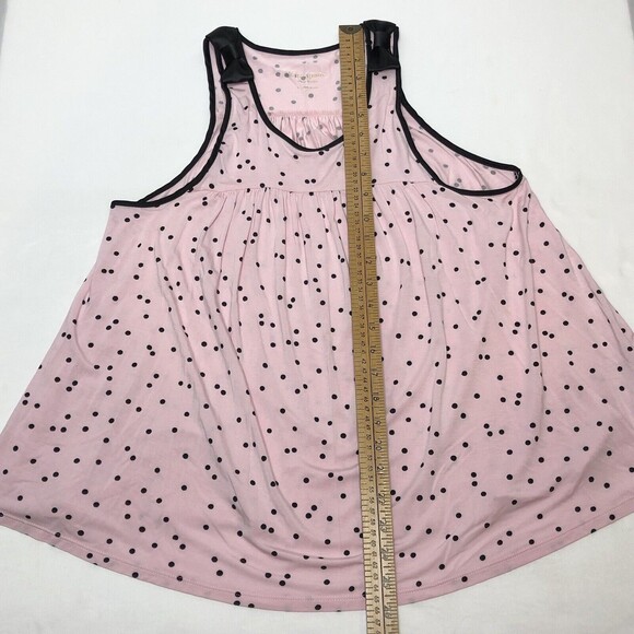 Kate Spade New York Scattered Dot PJ Tank Top SMALL Pink Polka Black Soft Bow - Picture 6 of 8